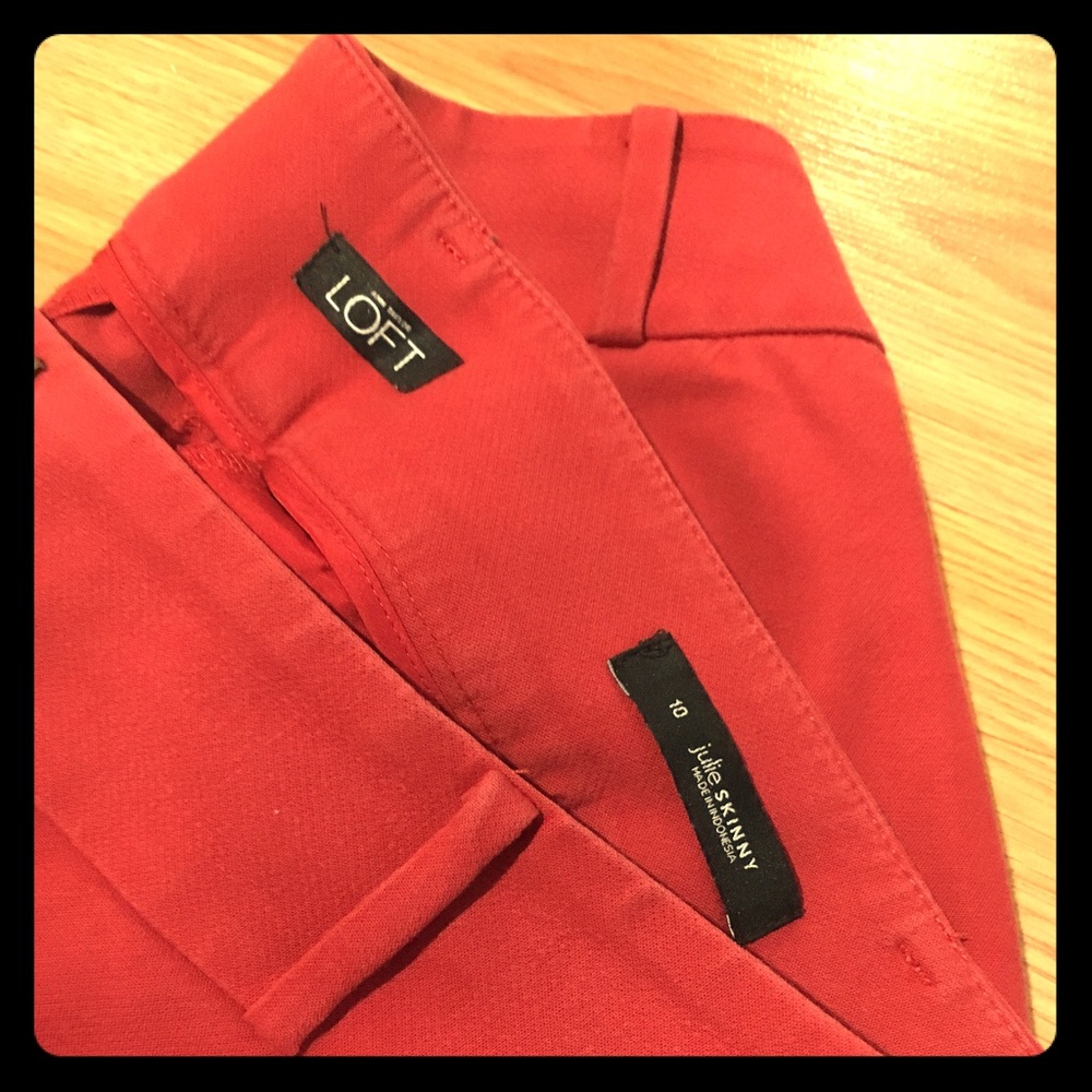 Red Cropped Loft Julie Pants